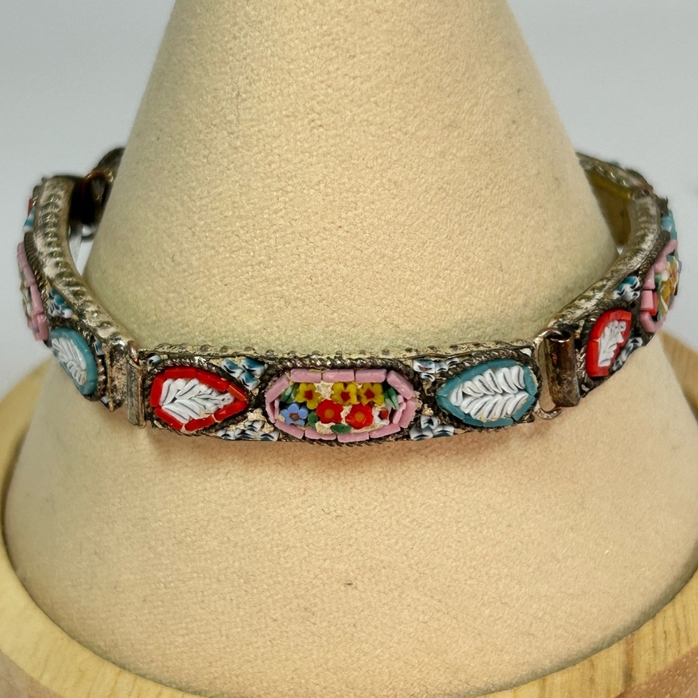 Vintage Micro Mosaic Tile Bracelet Art Deco Panel Bracelet Made in Italy 7 1/4” - Picture 2 of 5